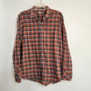 Age of Wisdom Shirt Mens XXL Red Plaid Linen Blend Long Sleeve Button Up Preppy